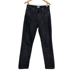 Boyish The Kirby Crossover Button Fly High Rise Straight Leg Jeans Black 27